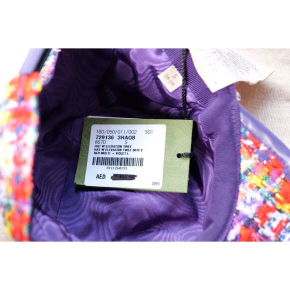 Gucci Red Tweed Multi-Color Leather Trim Baseball Cap (Size S) RRP $860 - Picture 7 of 8